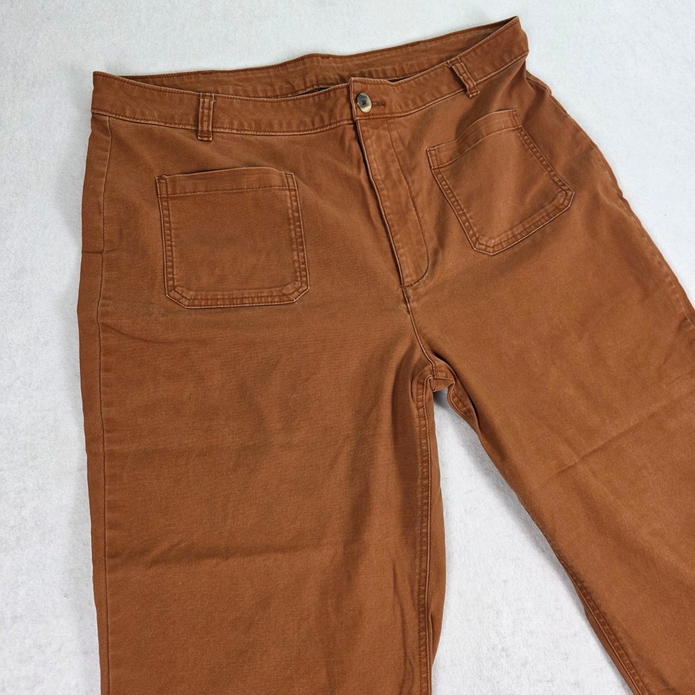 Old Navy Women 16 High-Rise Wide Leg Pants Brown Excellent Stretch Patch Pocket